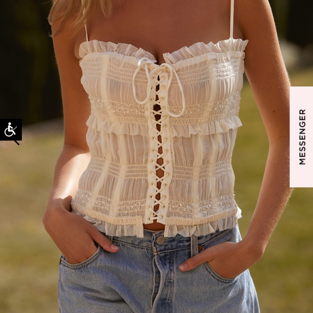 House of CB Ivory Sequined Lulu Cami - Size XS
